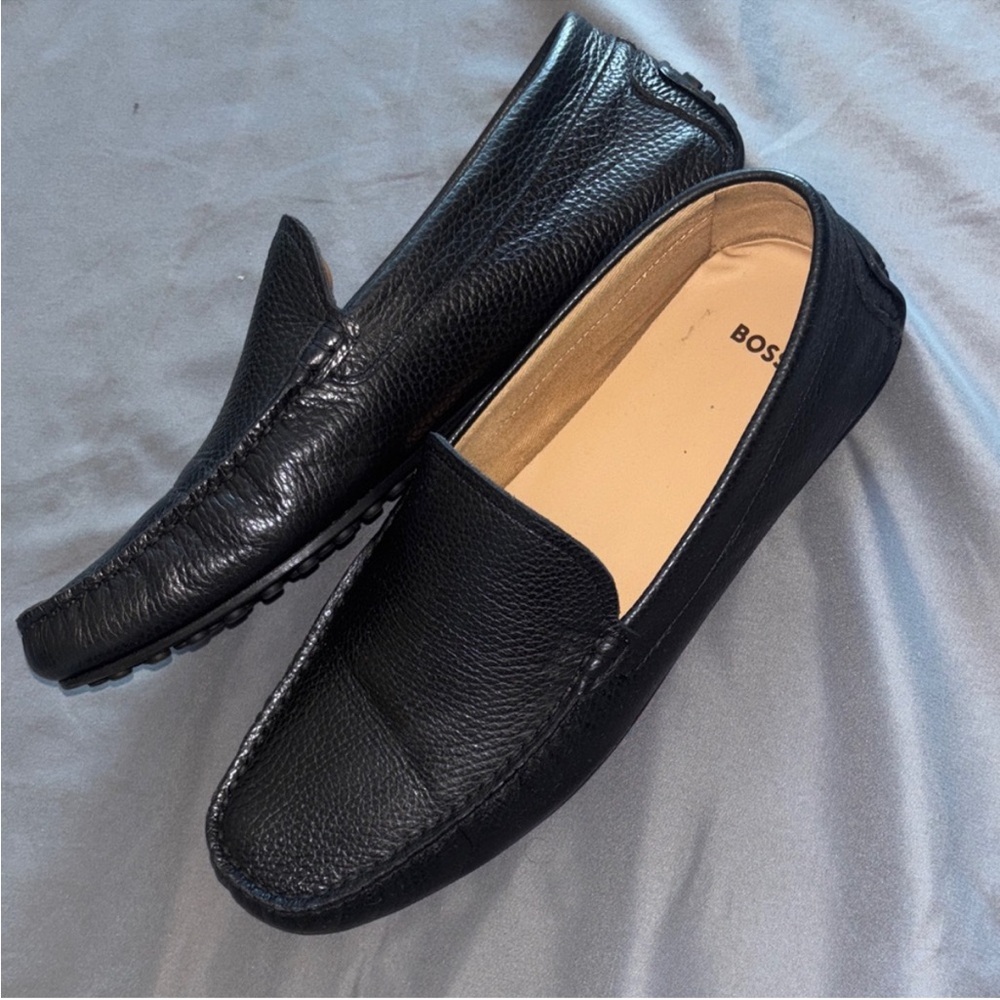 Boss Black Leather Slip-On Loafers - Picture 5 of 5
